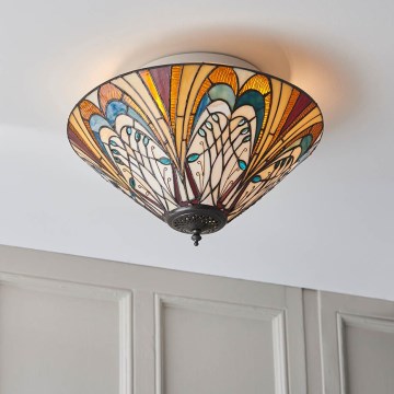 Endon 70241 - Tiffany HECTOR ceiling light 2xE27/60W/230V Ø 40 cm