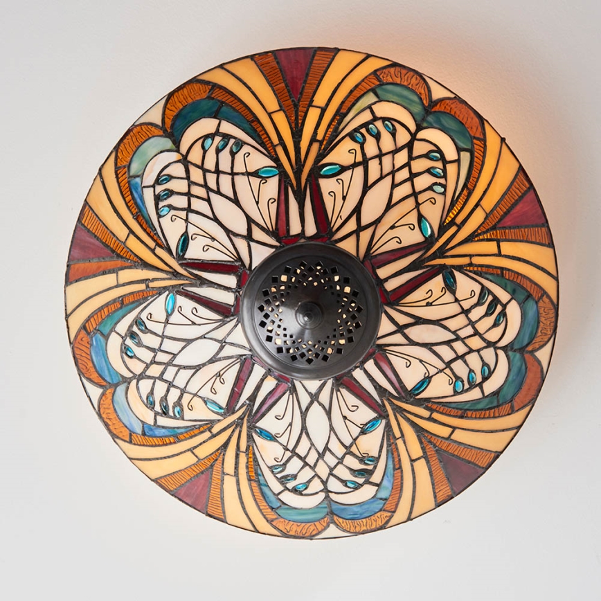 Endon 70241 - Tiffany HECTOR ceiling light 2xE27/60W/230V Ø 40 cm