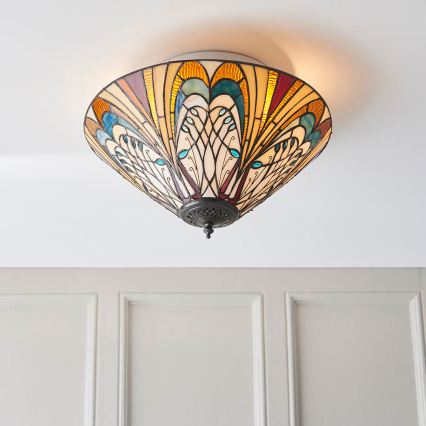 Endon 70241 - Tiffany HECTOR ceiling light 2xE27/60W/230V Ø 40 cm
