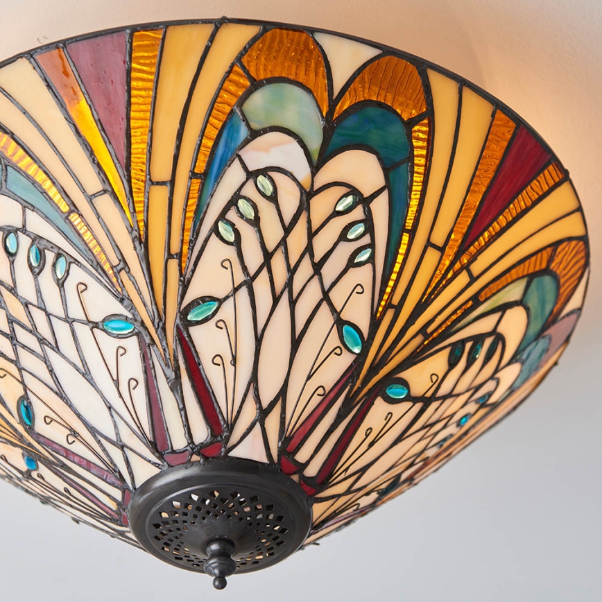 Endon 70241 - Tiffany HECTOR ceiling light 2xE27/60W/230V Ø 40 cm
