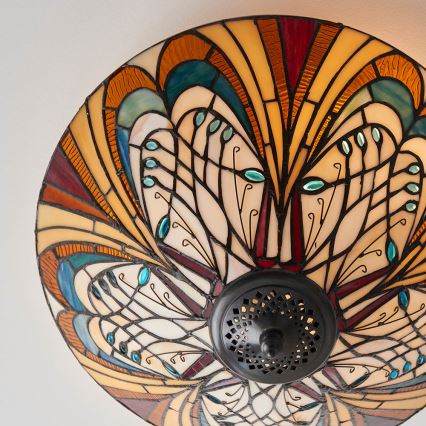 Endon 70241 - Tiffany HECTOR ceiling light 2xE27/60W/230V Ø 40 cm