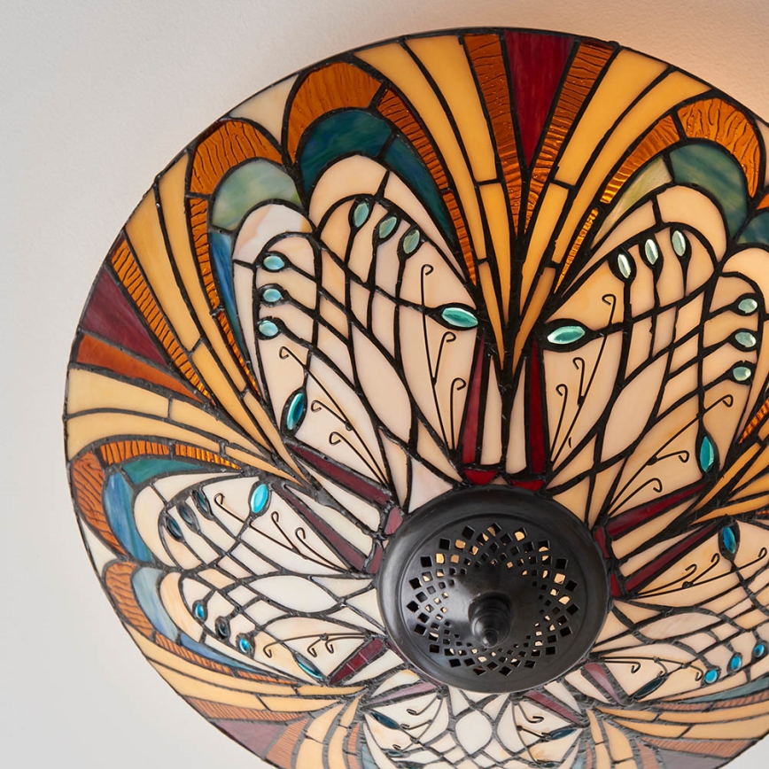 Endon 70241 - Tiffany HECTOR ceiling light 2xE27/60W/230V Ø 40 cm