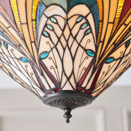 Endon 70241 - Tiffany HECTOR ceiling light 2xE27/60W/230V Ø 40 cm