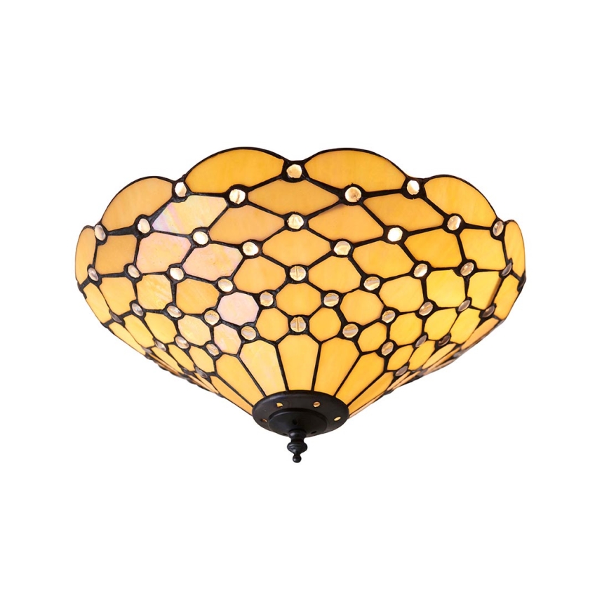 Endon 70242 - Tiffany PEARL Ceiling Light, 2 x E27 (max. 60 W), 230 V, Ø 37 cm