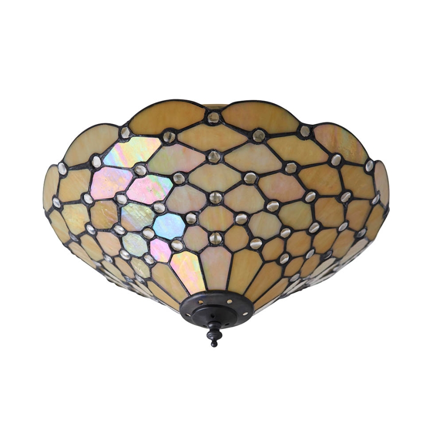 Endon 70242 - Tiffany PEARL Ceiling Light, 2 x E27 (max. 60 W), 230 V, Ø 37 cm