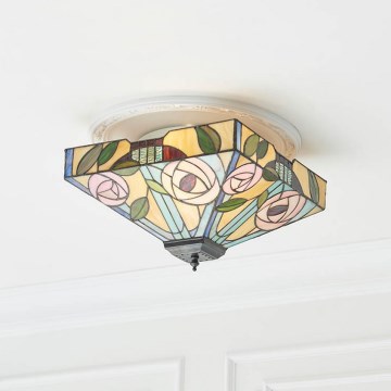Endon 70699 - Tiffany WILLOW Ceiling Light 2xE27/60W/230V 35x35 cm