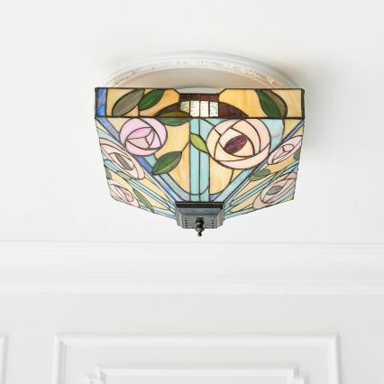 Endon 70699 - Tiffany WILLOW Ceiling Light 2xE27/60W/230V 35x35 cm