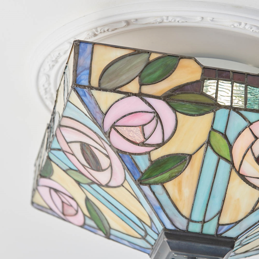 Endon 70699 - Tiffany WILLOW Ceiling Light 2xE27/60W/230V 35x35 cm