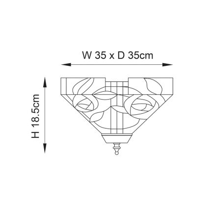 Endon 70699 - Tiffany WILLOW Ceiling Light 2xE27/60W/230V 35x35 cm