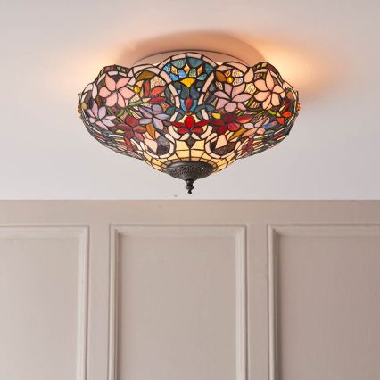 Endon 70709 - Tiffany SULLIVAN ceiling light 2xE27/60W/230V Ø 40 cm
