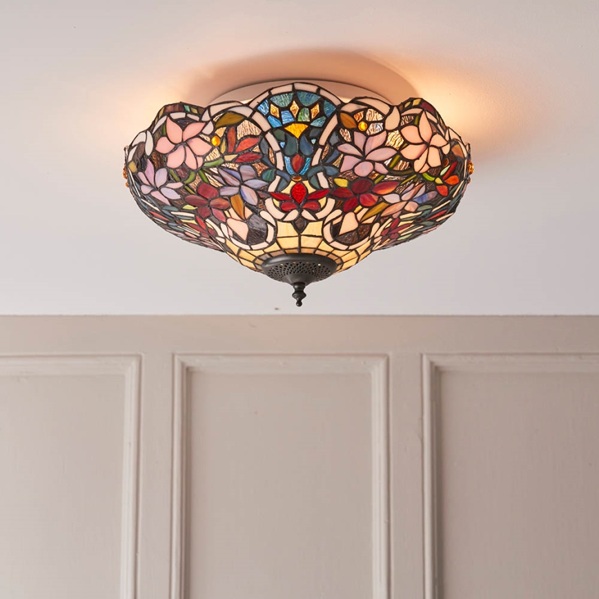 Endon 70709 - Tiffany SULLIVAN ceiling light 2xE27/60W/230V Ø 40 cm