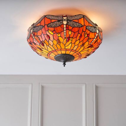 Endon 70721 - Tiffany DRAGONFLY ceiling light 2xE27/60W/230V Ø 41 cm