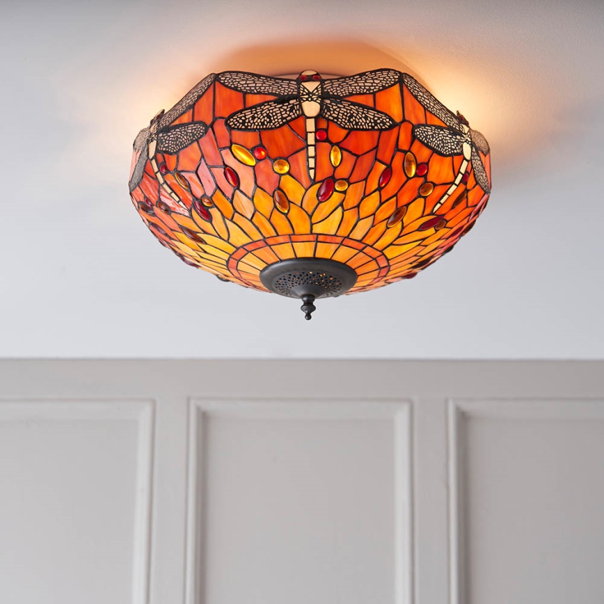 Endon 70721 - Tiffany DRAGONFLY ceiling light 2xE27/60W/230V Ø 41 cm