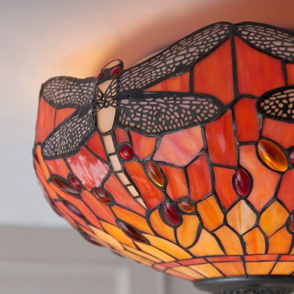 Endon 70721 - Tiffany DRAGONFLY ceiling light 2xE27/60W/230V Ø 41 cm