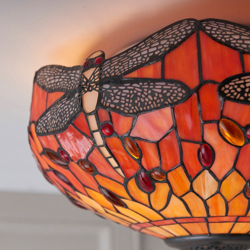 Endon 70721 - Tiffany DRAGONFLY ceiling light 2xE27/60W/230V Ø 41 cm