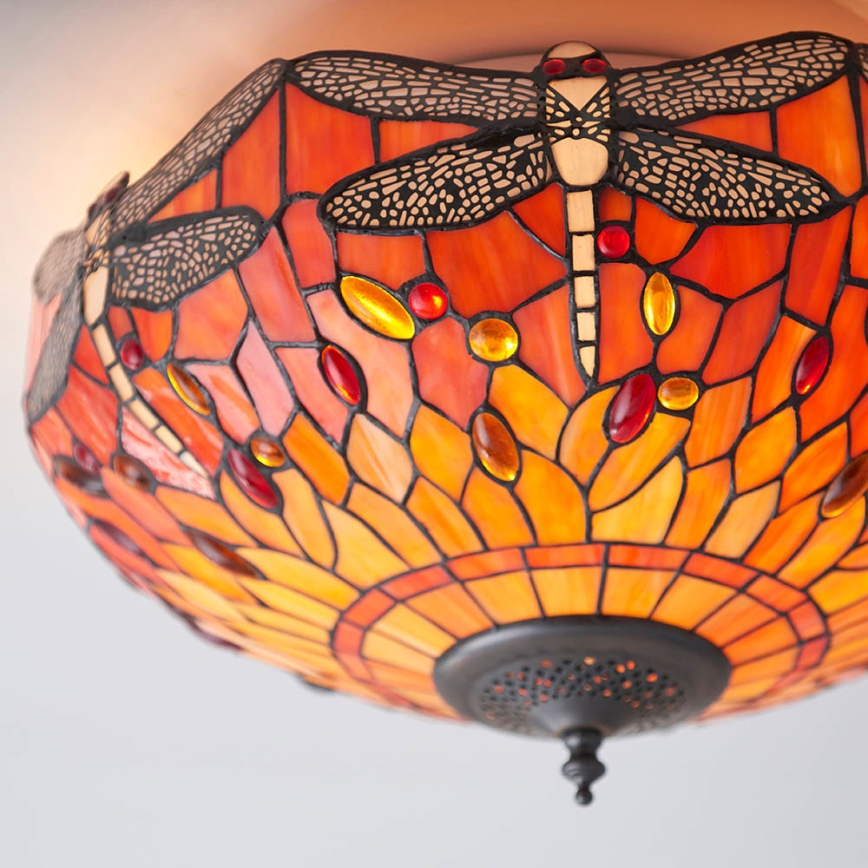 Endon 70721 - Tiffany DRAGONFLY ceiling light 2xE27/60W/230V Ø 41 cm