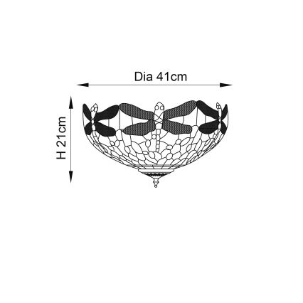 Endon 70722 - Tiffany DRAGONFLY Ceiling Light 2x E27/60W/230V Ø 41 cm