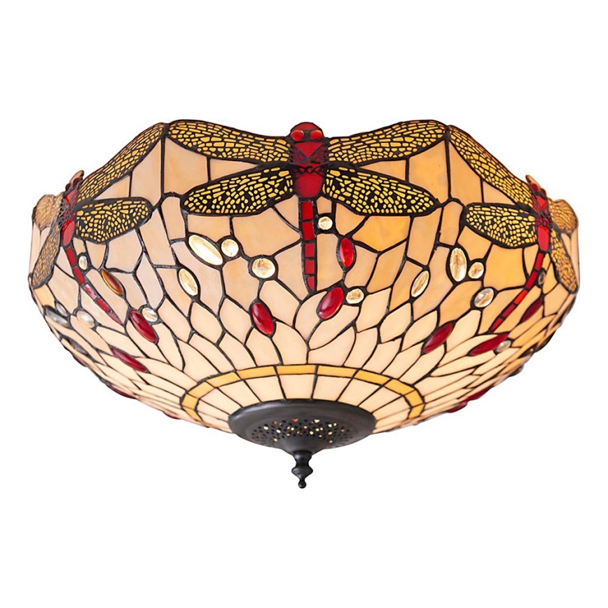 Endon 70723 - Tiffany DRAGONFLY ceiling light 2xE27/60W/230V Ø 41 cm