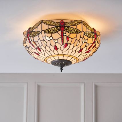 Endon 70723 - Tiffany DRAGONFLY ceiling light 2xE27/60W/230V Ø 41 cm