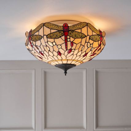 Endon 70723 - Tiffany DRAGONFLY ceiling light 2xE27/60W/230V Ø 41 cm