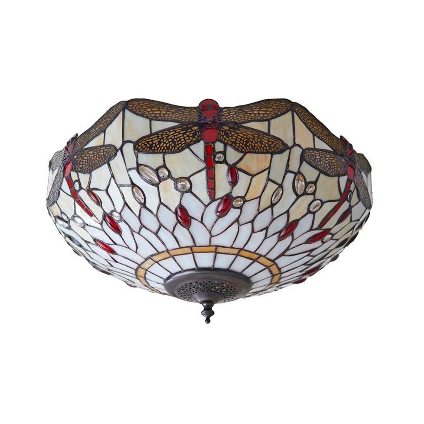 Endon 70723 - Tiffany DRAGONFLY ceiling light 2xE27/60W/230V Ø 41 cm