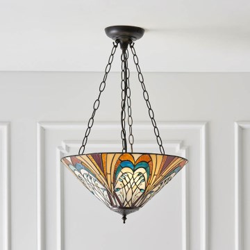 Endon 70750 - Tiffany HECTOR chain-suspended chandelier 3xE27/60W/230V, Ø 40 cm