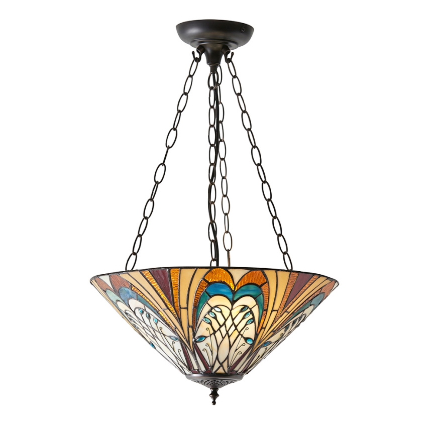 Endon 70750 - Tiffany HECTOR chain-suspended chandelier 3xE27/60W/230V, Ø 40 cm