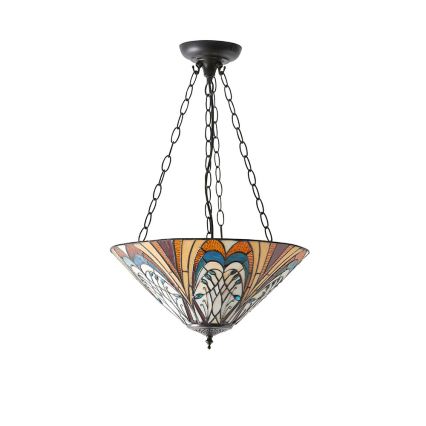 Endon 70750 - Tiffany HECTOR chain-suspended chandelier 3xE27/60W/230V, Ø 40 cm