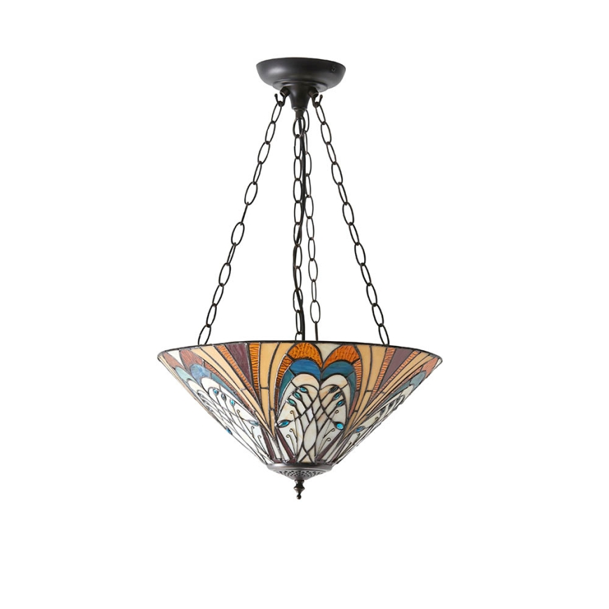 Endon 70750 - Tiffany HECTOR chain-suspended chandelier 3xE27/60W/230V, Ø 40 cm
