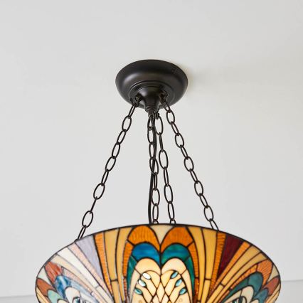Endon 70750 - Tiffany HECTOR chain-suspended chandelier 3xE27/60W/230V, Ø 40 cm