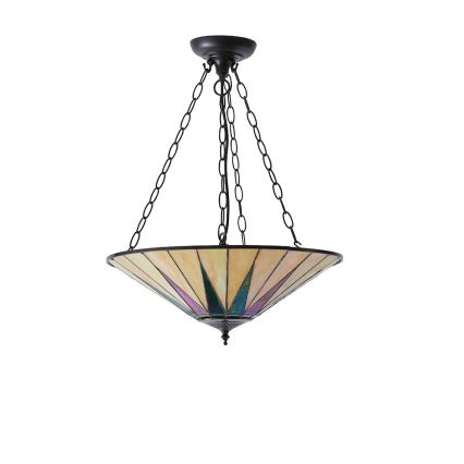 Endon 70754 - Tiffany DARK STAR Chain-hung Chandelier, 3xE27/60W/230V, Ø 49 cm