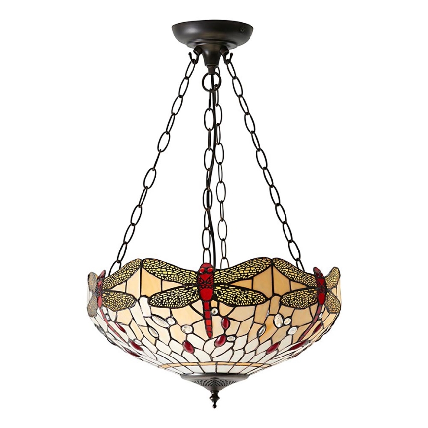 Endon 70759 - Chain-hung chandelier Tiffany DRAGONFLY 3xE27/60W/230V diam. 41 cm