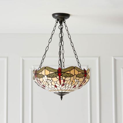 Endon 70759 - Chain-hung chandelier Tiffany DRAGONFLY 3xE27/60W/230V diam. 41 cm