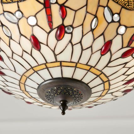 Endon 70759 - Chain-hung chandelier Tiffany DRAGONFLY 3xE27/60W/230V diam. 41 cm