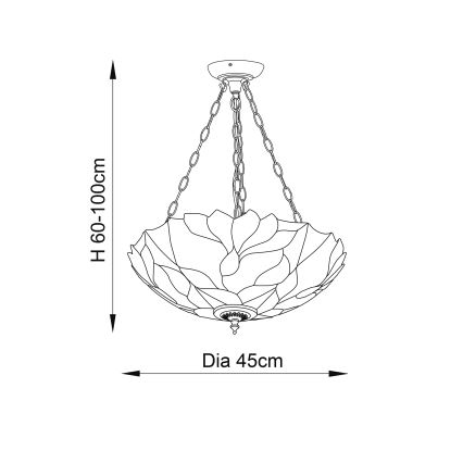 Endon 70946 - Tiffany BOTANICA chain-hung chandelier 3x E27/60W/230V, Ø 45 cm