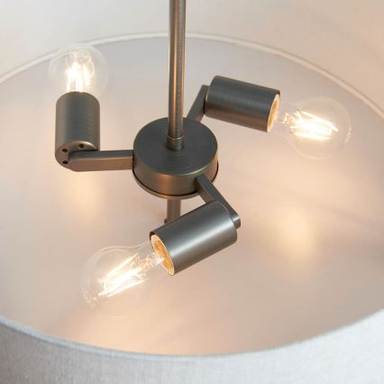 Endon 72635 - Chandelier on a pole HAYFIELD 3xE27/40W/230V matte chrome/grey