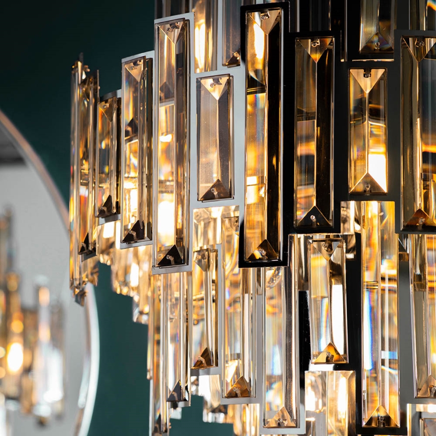Endon 72744 - Crystal chandelier on a chain VIVIANA 12xE14/40W/230V shiny chrome/smoky
