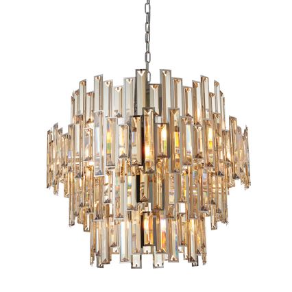 Endon 72746 - VIVIANA Crystal Chain Chandelier 15xE14/40W/230V Polished Chrome/Smoked