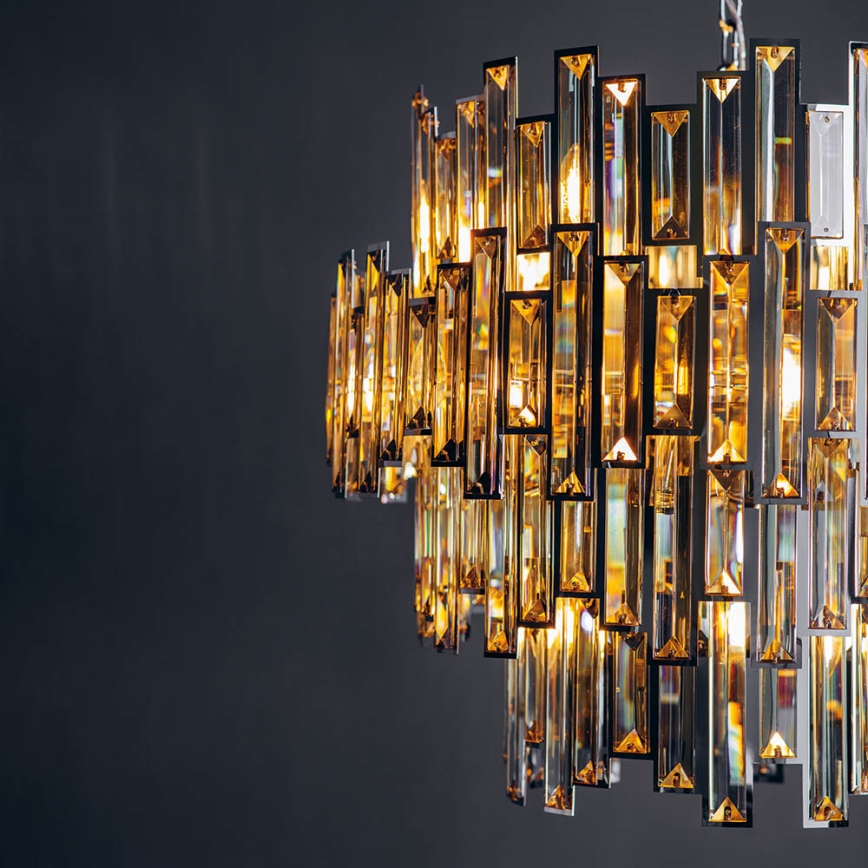 Endon 72746 - VIVIANA Crystal Chain Chandelier 15xE14/40W/230V Polished Chrome/Smoked
