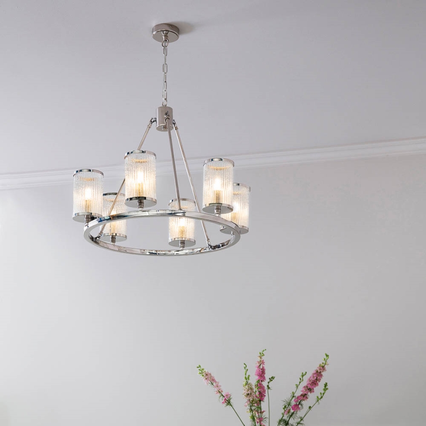 Endon 74128 - Chandelier on a chain EASTON 6xE14/6W/230V shiny chrome