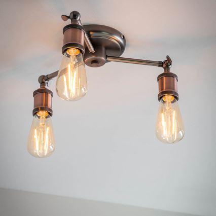 Endon 76124 - HAL Spotlight 3xE27/10W/230V, Matte Chrome/Copper
