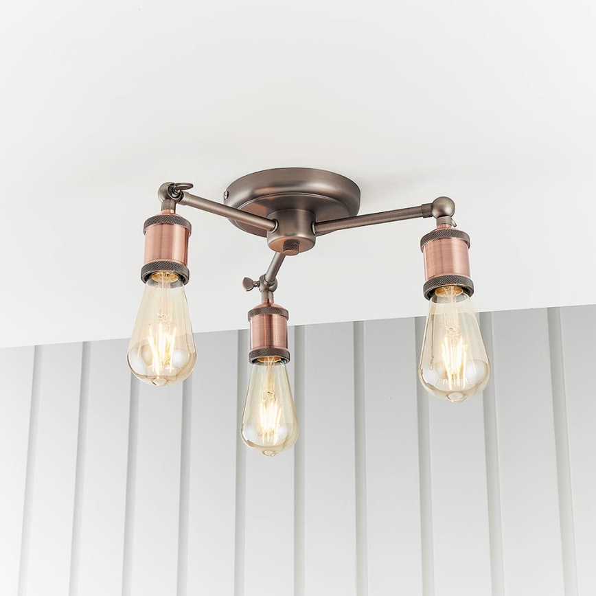 Endon 76124 - HAL Spotlight 3xE27/10W/230V, Matte Chrome/Copper