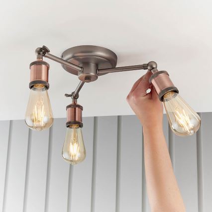 Endon 76124 - HAL Spotlight 3xE27/10W/230V, Matte Chrome/Copper