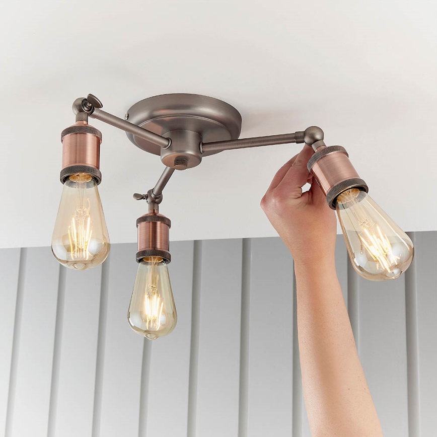 Endon 76124 - HAL Spotlight 3xE27/10W/230V, Matte Chrome/Copper