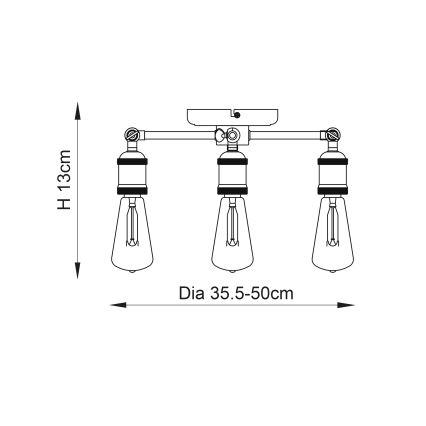 Endon 76124 - HAL Spotlight 3xE27/10W/230V, Matte Chrome/Copper