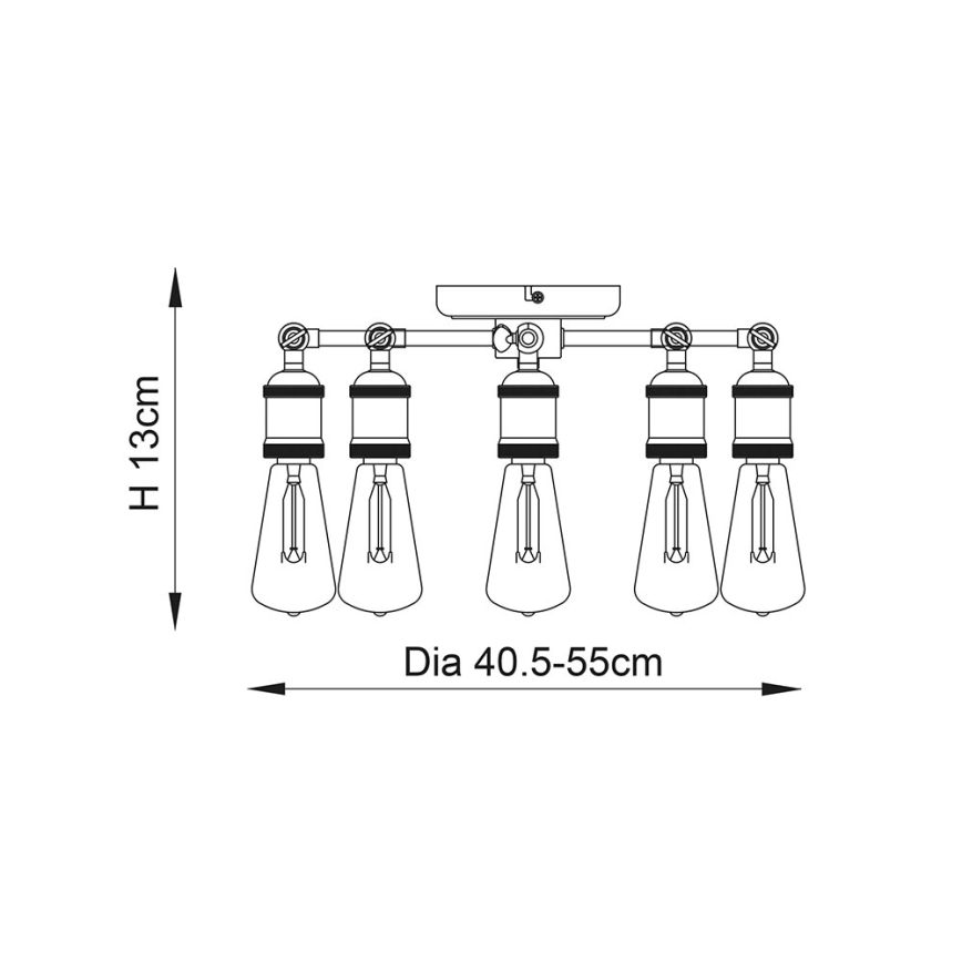 Endon 76336 - HAL spotlight 5xE27/40W/230V matte chrome/copper