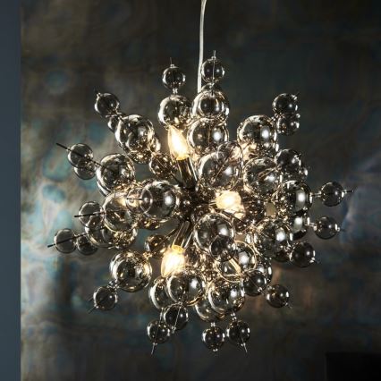 Endon 81583 - Cable-suspended chandelier JOULES 9xE14/7W/230V polished chrome/smoked
