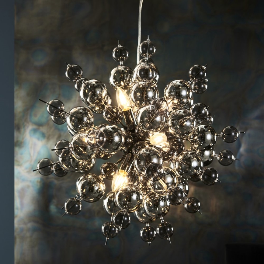 Endon 81583 - Cable-suspended chandelier JOULES 9xE14/7W/230V polished chrome/smoked