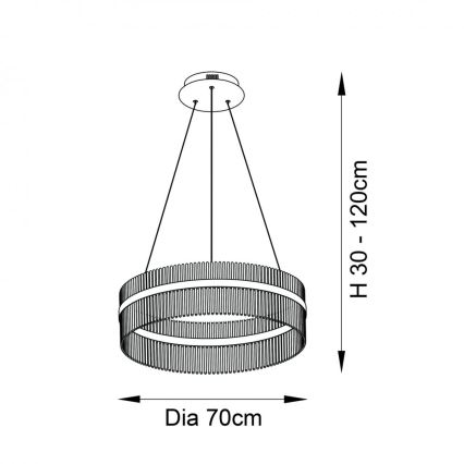 Endon 81908 - LED Dimmable chandelier on a string ADRIEL LED/58W/230V 3000K d. 70 cm gold/clear