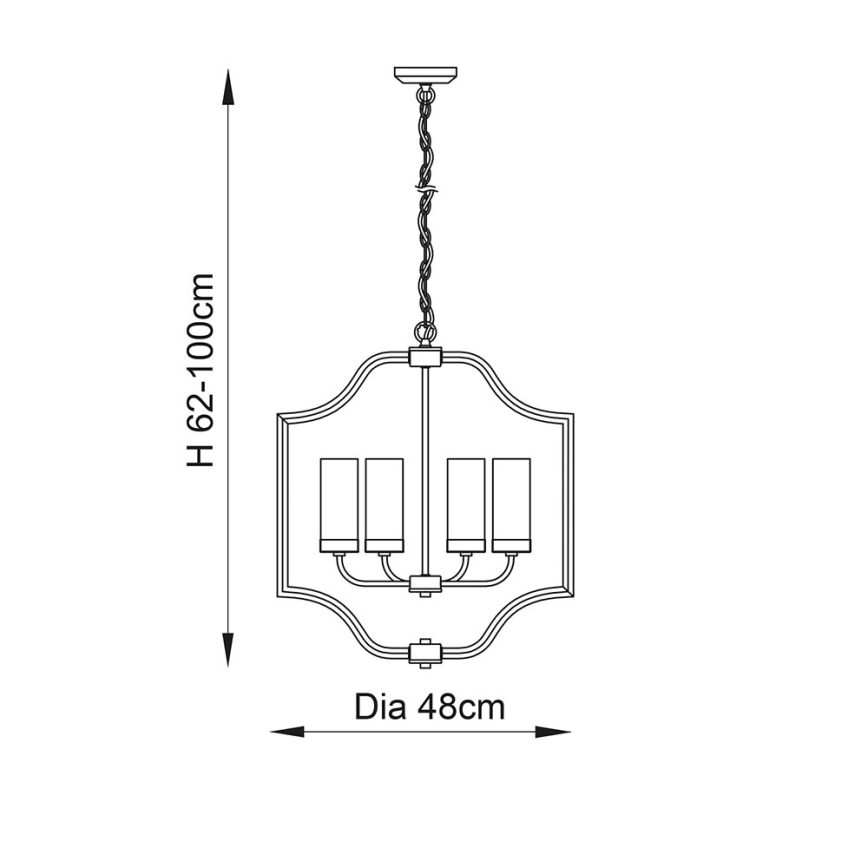 Endon 81914 - EDREA Chain-Hung Chandelier 4xE14/6W/230V, Brass